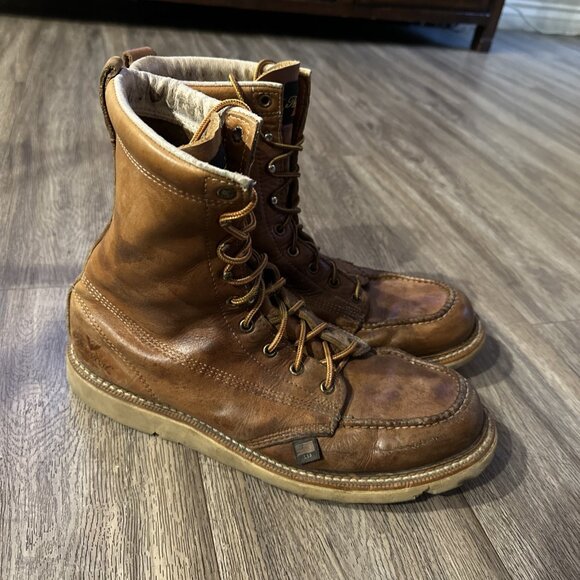 THOROGOOD 814-4201 AMERICAN HERITAGE8″ TOBACCO MOCTOE MEN WORK BOOTS SIZE 12D - Picture 1 of 12